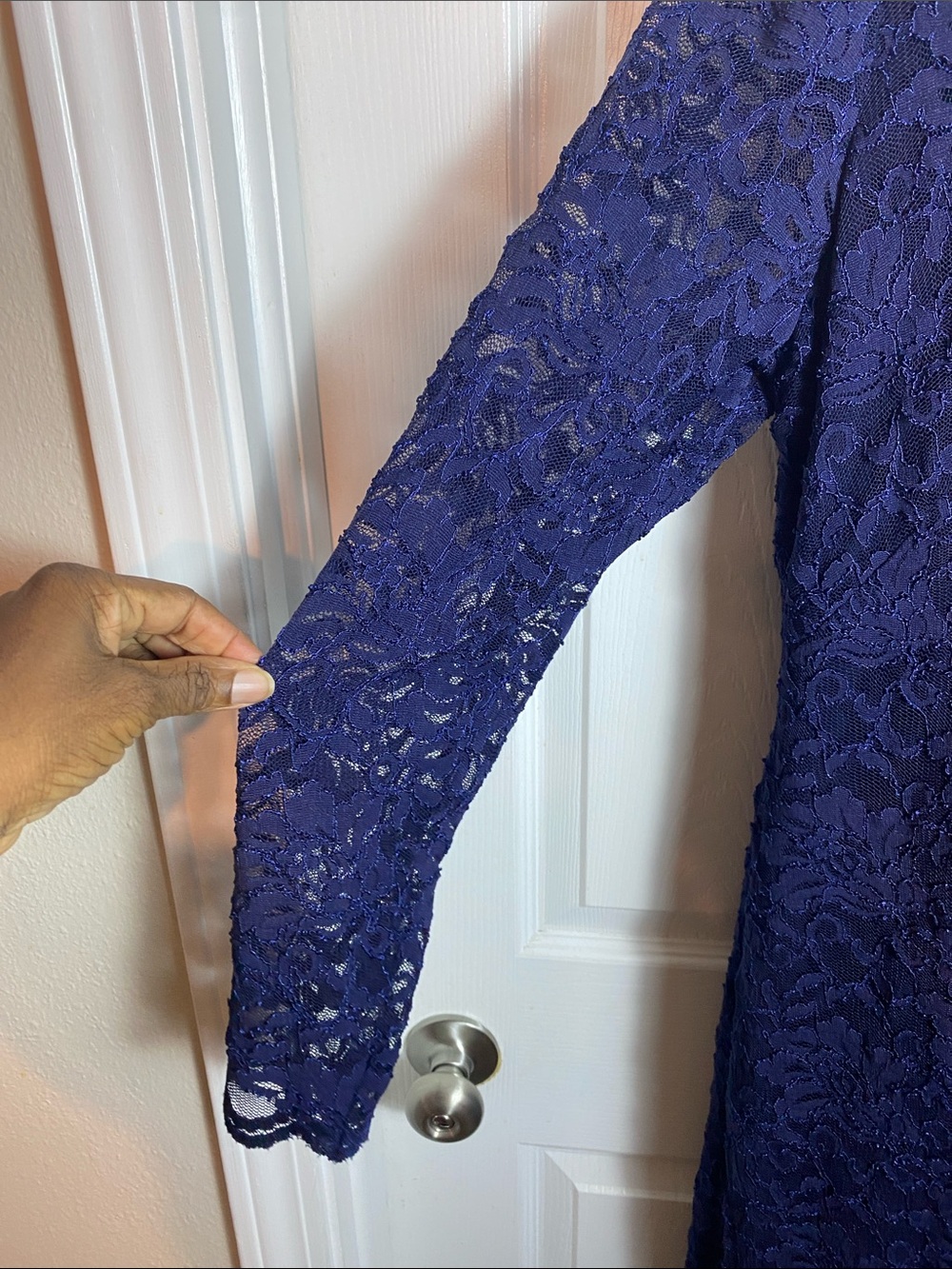 Ralph Lauren Sapphire Blue Long Sleeve Lace Sheath Dress - Picture 4 of 12
